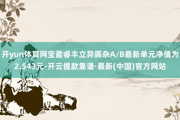 开yun体育网宝盈睿丰立异羼杂A/B最新单元净值为2.543元-开云提款靠谱·最新(中国)官方网站