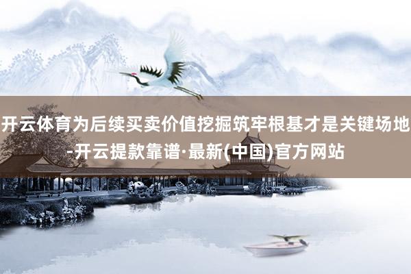 开云体育为后续买卖价值挖掘筑牢根基才是关键场地-开云提款靠谱·最新(中国)官方网站